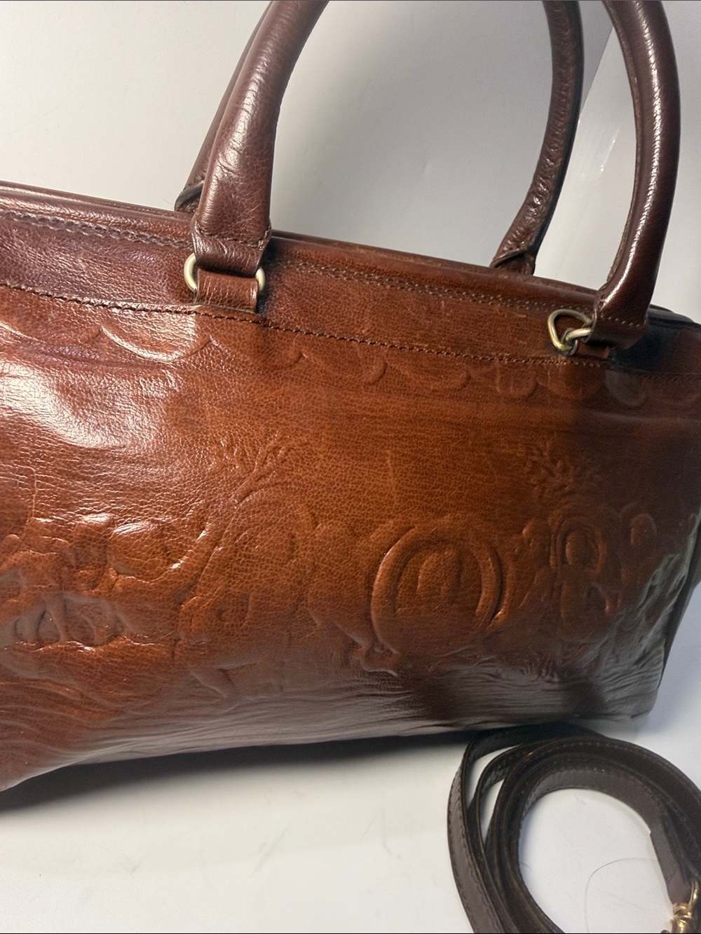 Fendi Rare Vintage S.A.S. Roma Embossed Pictorial Leather Doctor Bag - Picture 3 of 16